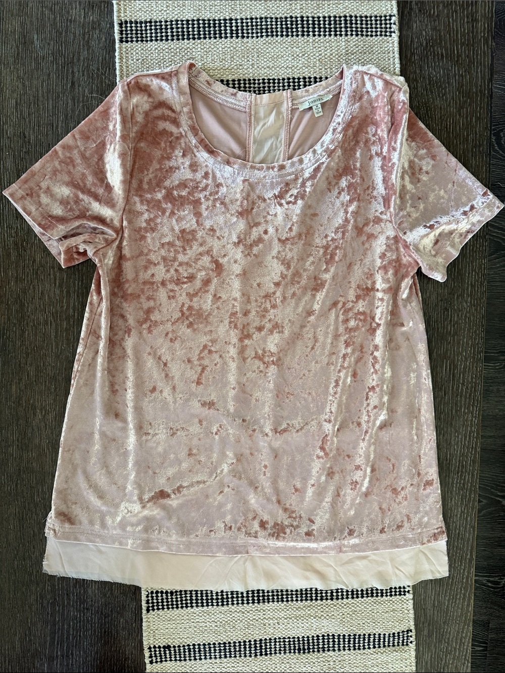 JODIFL Pale Pink Crushed Velvet Short Sleeve Tee